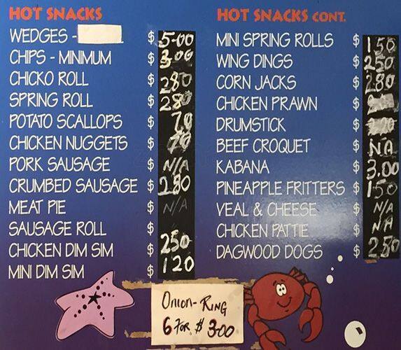 Carta de comida rápida Victoria Point Seafood, Victoria Point