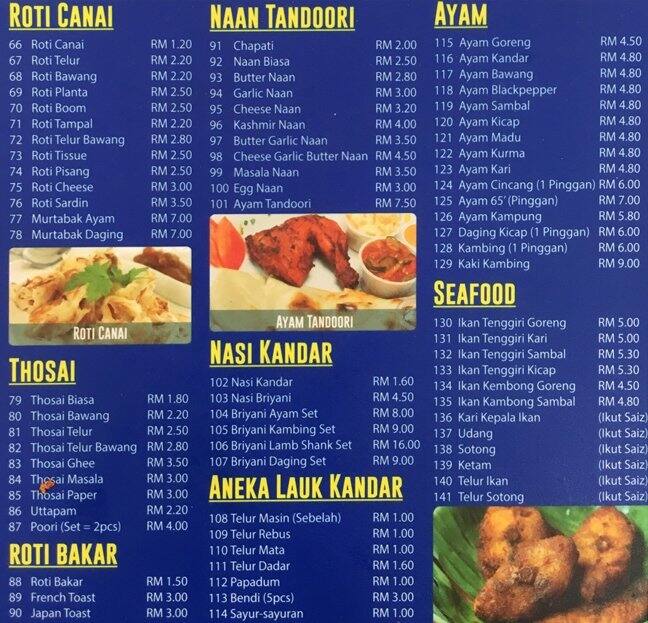 Restoran Murah Rezeki, Kota Damansara Menu