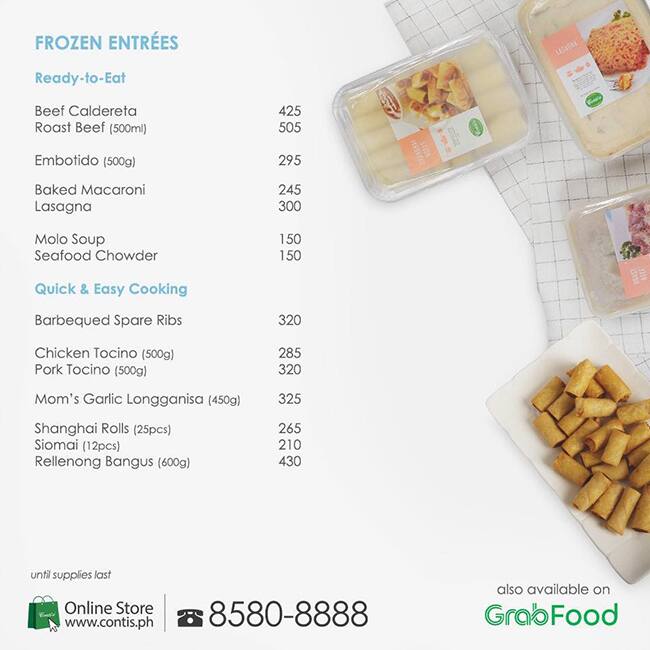 Menu at Conti's restaurant, Pasig, G/F Corte Area