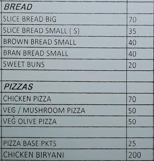 Sweet Dreams Bakery menu