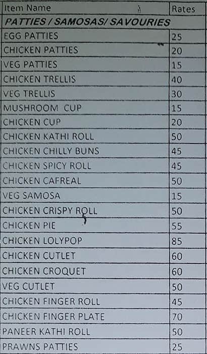 Sweet Dreams Bakery menu