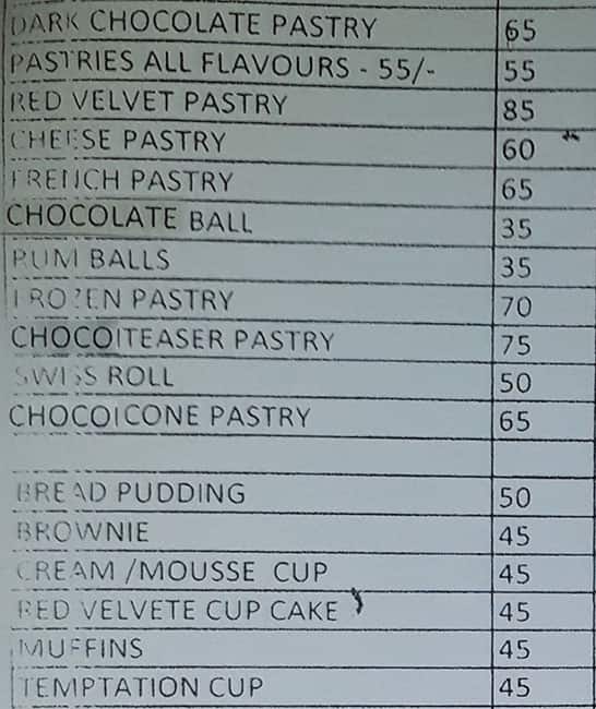 Sweet Dreams Bakery menu
