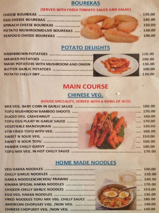 Kinara menu