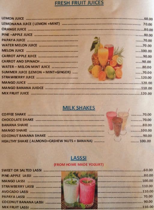 Kinara menu