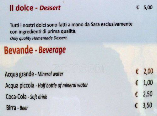 Menu di Sistorante 