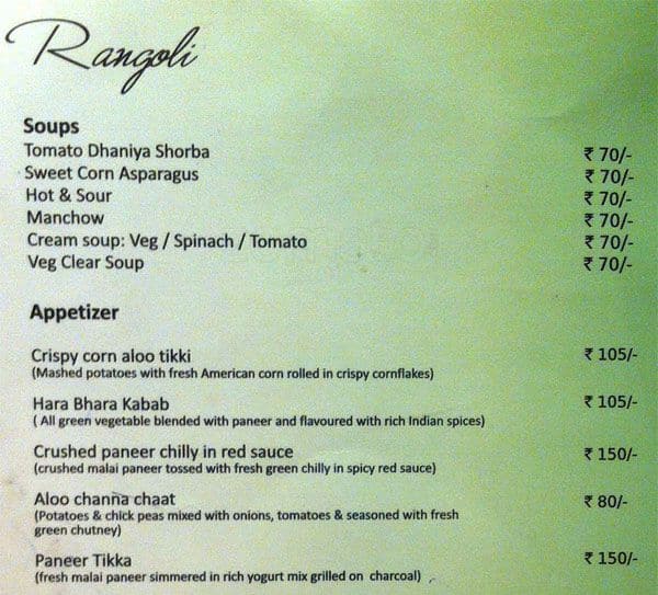 Rangoli Menu, Menu for Rangoli, Margao, Goa Zomato