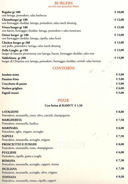 Menu di Viveca Pizza e Di Più 