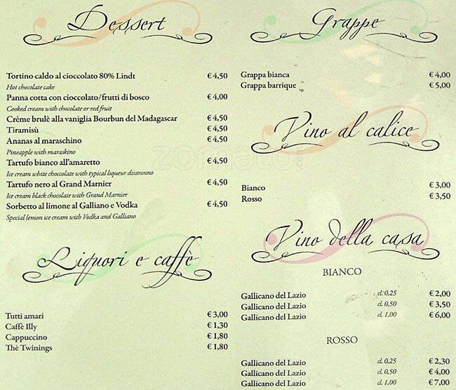 Menu di Da Enzo 