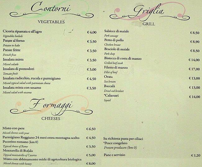 Menu di Da Enzo 