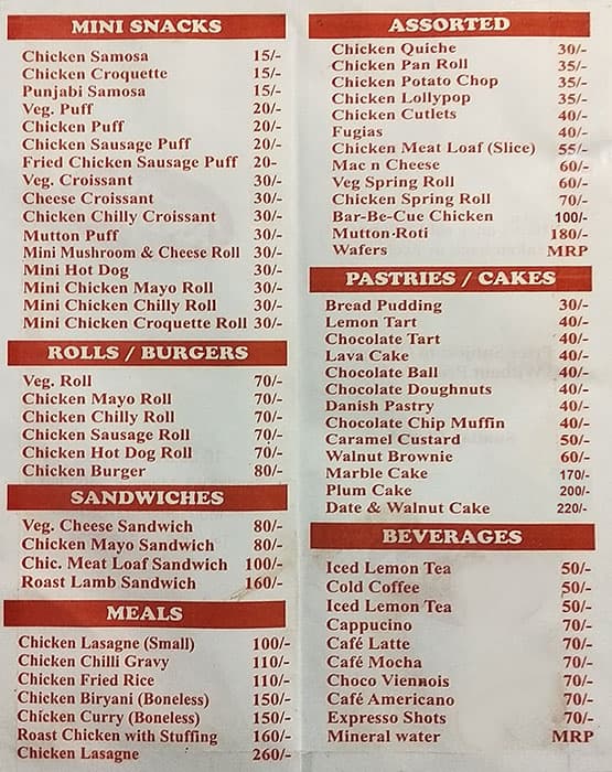 Café Andora menu