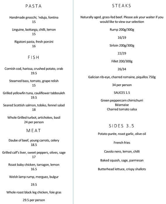 Bluebird Epicerie menu