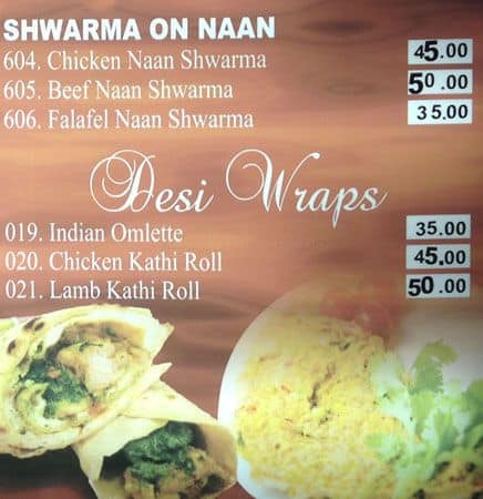 Menu at Food Inn India restaurant, Cape Town, 156 Long St