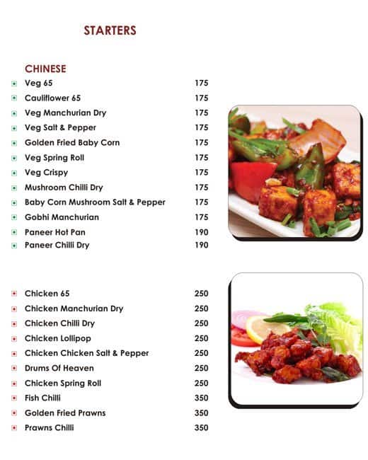 Bridge Restaurant menu