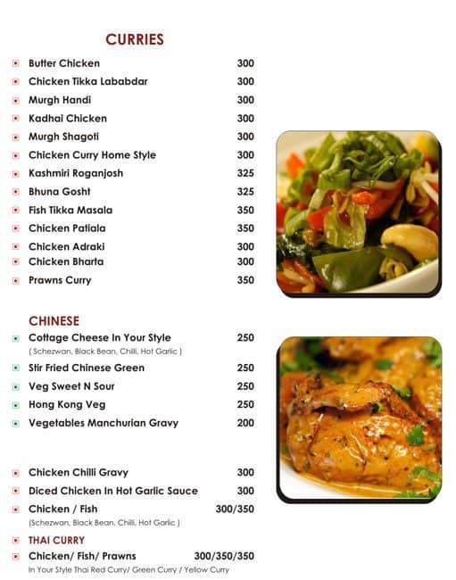 Bridge Restaurant menu