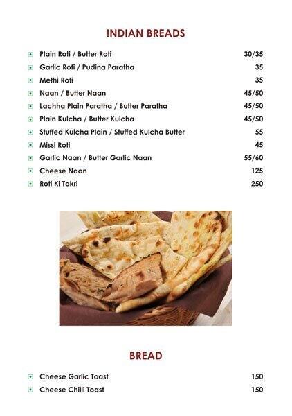 Bridge Restaurant menu