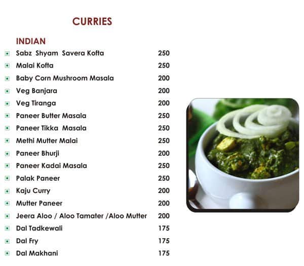 Bridge Restaurant menu