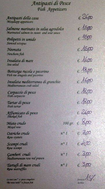 Menu di Villa Paganini - Restaurant 