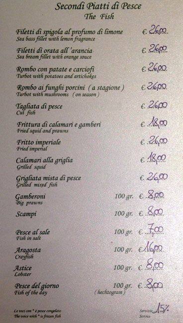 Menu di Villa Paganini - Restaurant 