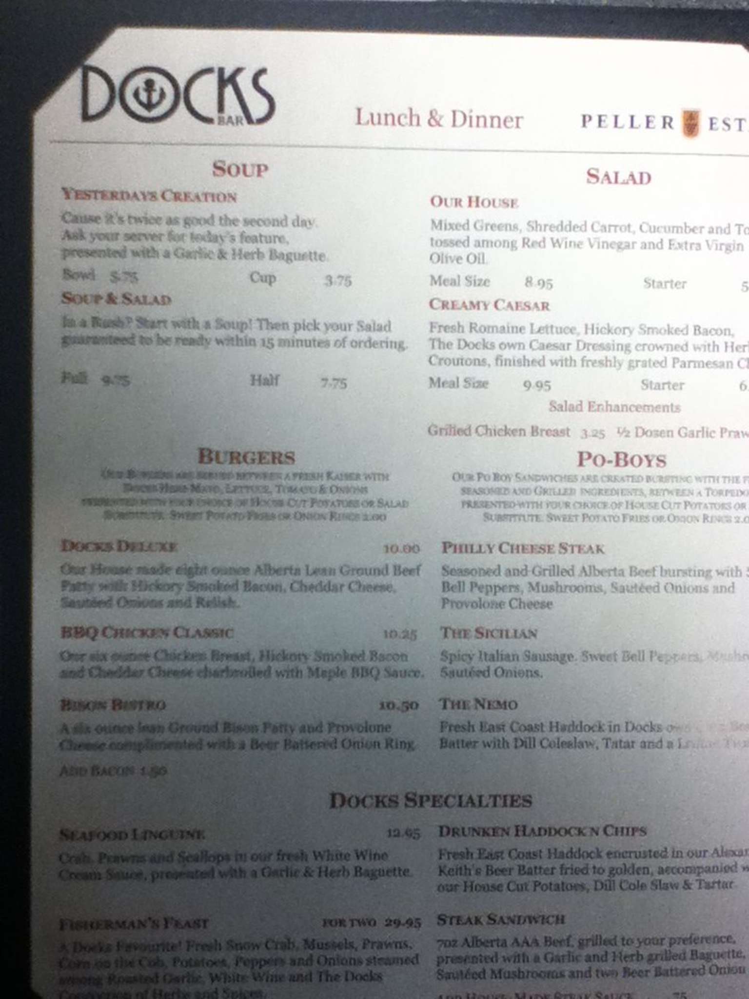 The Docks menu