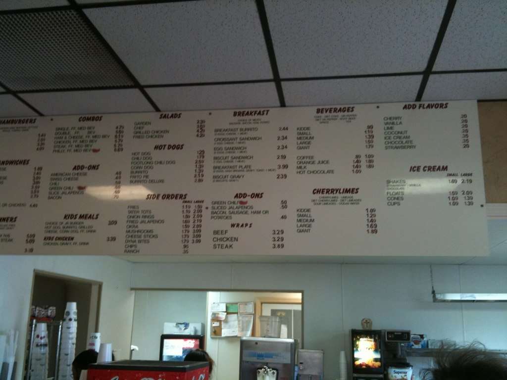 Menu at HUD'S restaurant, Amarillo, Bell St