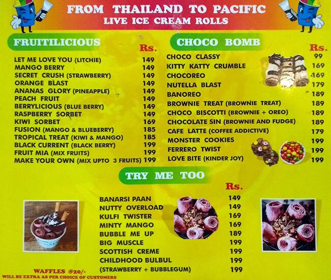 Fusion Ice Rolls Menu Menu For Fusion Ice Rolls Tagore Garden