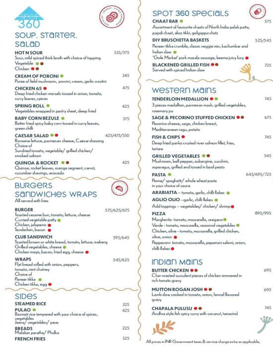 Menu at Spot 360 DoubleTree Suites by Hilton, Bengaluru