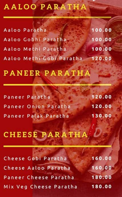 Menu of The Paratha Cuisine, Lohegaon, Pune