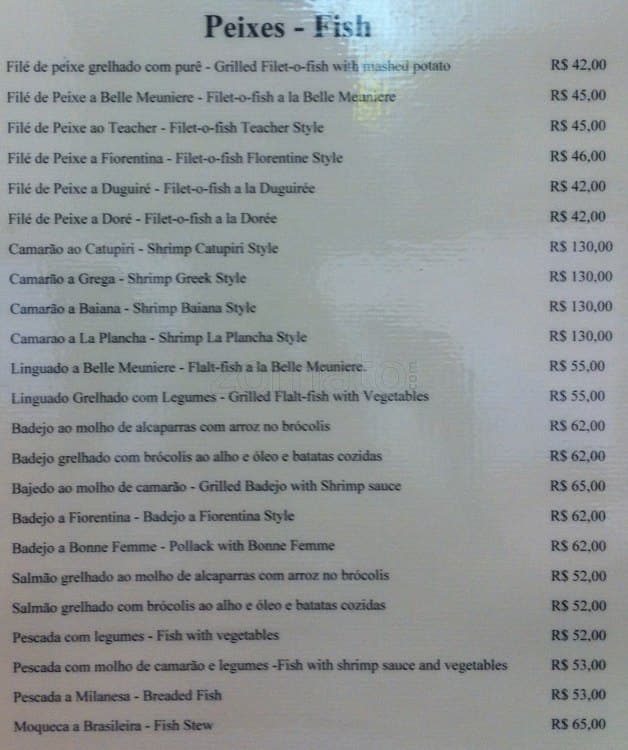 Restaurante Alcazar cardápio