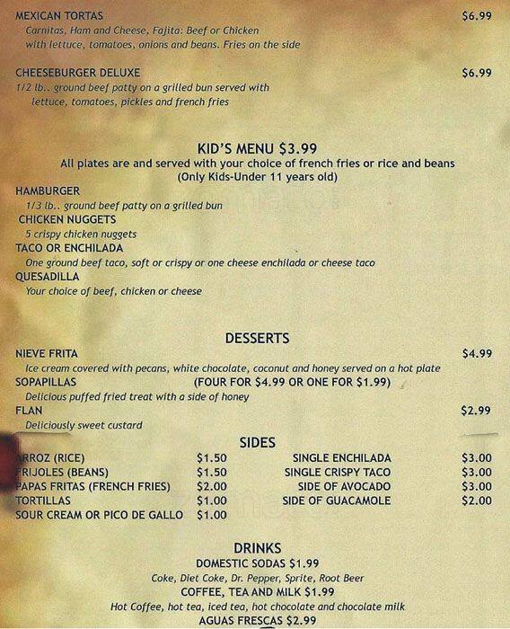 Menu at Los Jalapenos restaurant, Little Elm, 420 E Eldorado Pkwy