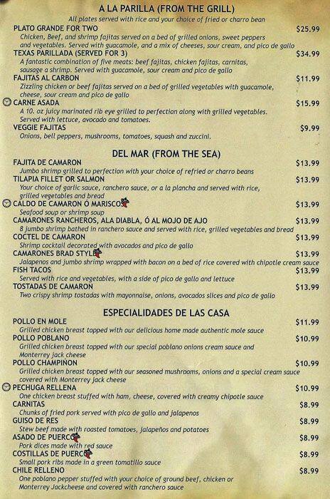 Menu at Los Jalapenos restaurant, Little Elm, 420 E Eldorado Pkwy