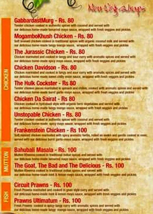 Da'caar Jumbo Wraps Menu, Menu for Da'caar Jumbo Wraps, Vasai, Mumbai Zomato
