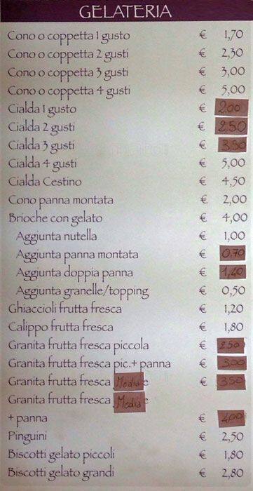 Secondo Procopio Speisekarte