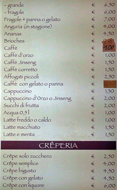 Secondo Procopio Speisekarte