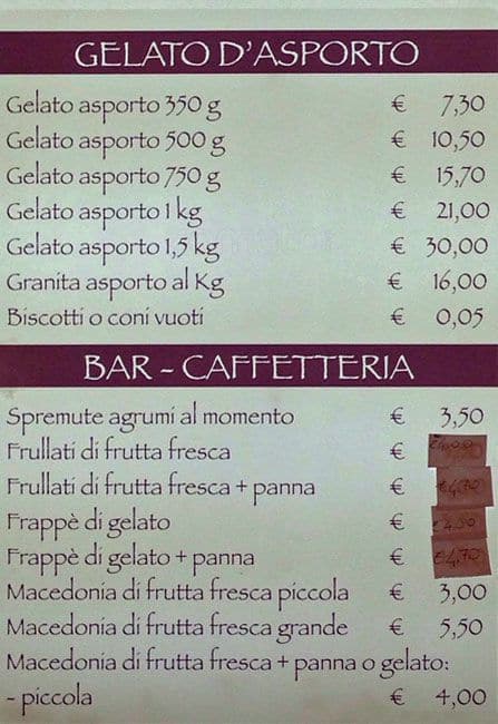 Secondo Procopio Speisekarte