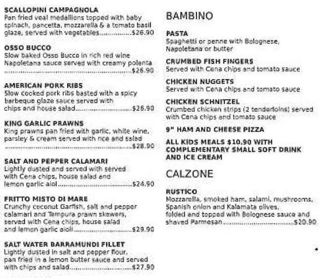 Carta de Caffe Cena