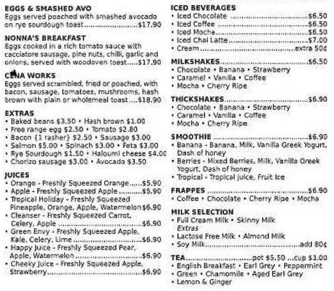 Carta de Caffe Cena