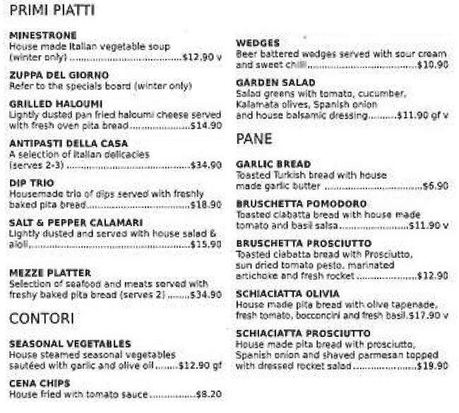 Carta de Caffe Cena