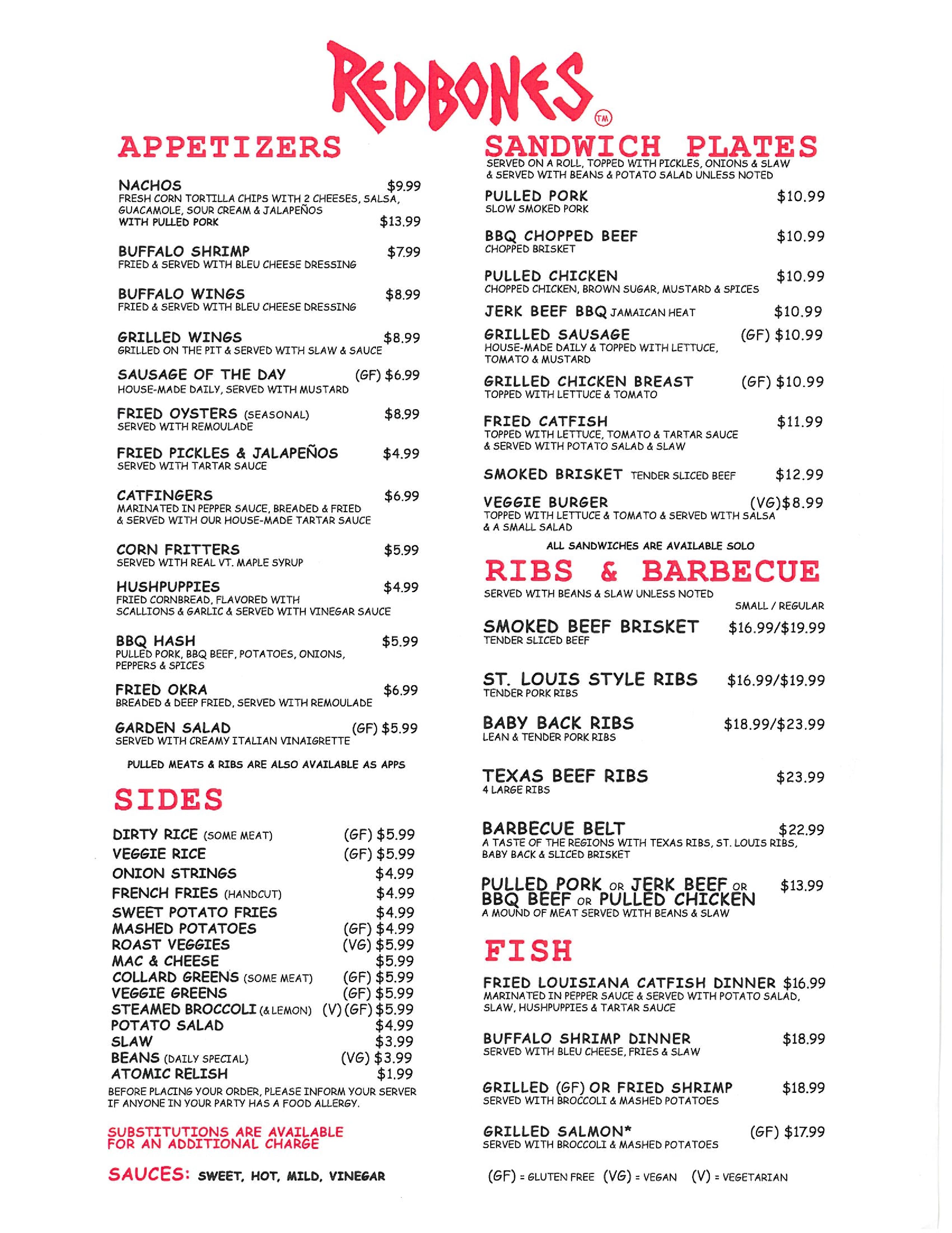 Redbones Barbecue a Boston Foto del Menu con Prezzi Urbanspoon/Zomato