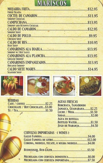 Menu at Las Marianas Food Truck restaurant, Oakland, International Blvd