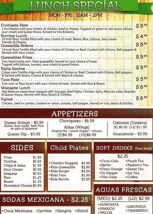 Guadalajara Menu, Menu for Guadalajara, Arlington, Arlington ...