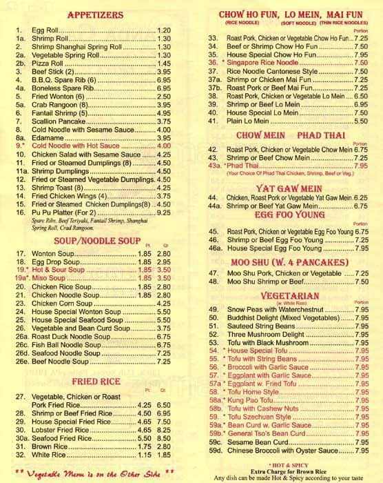 panda buffet willoughby menu
