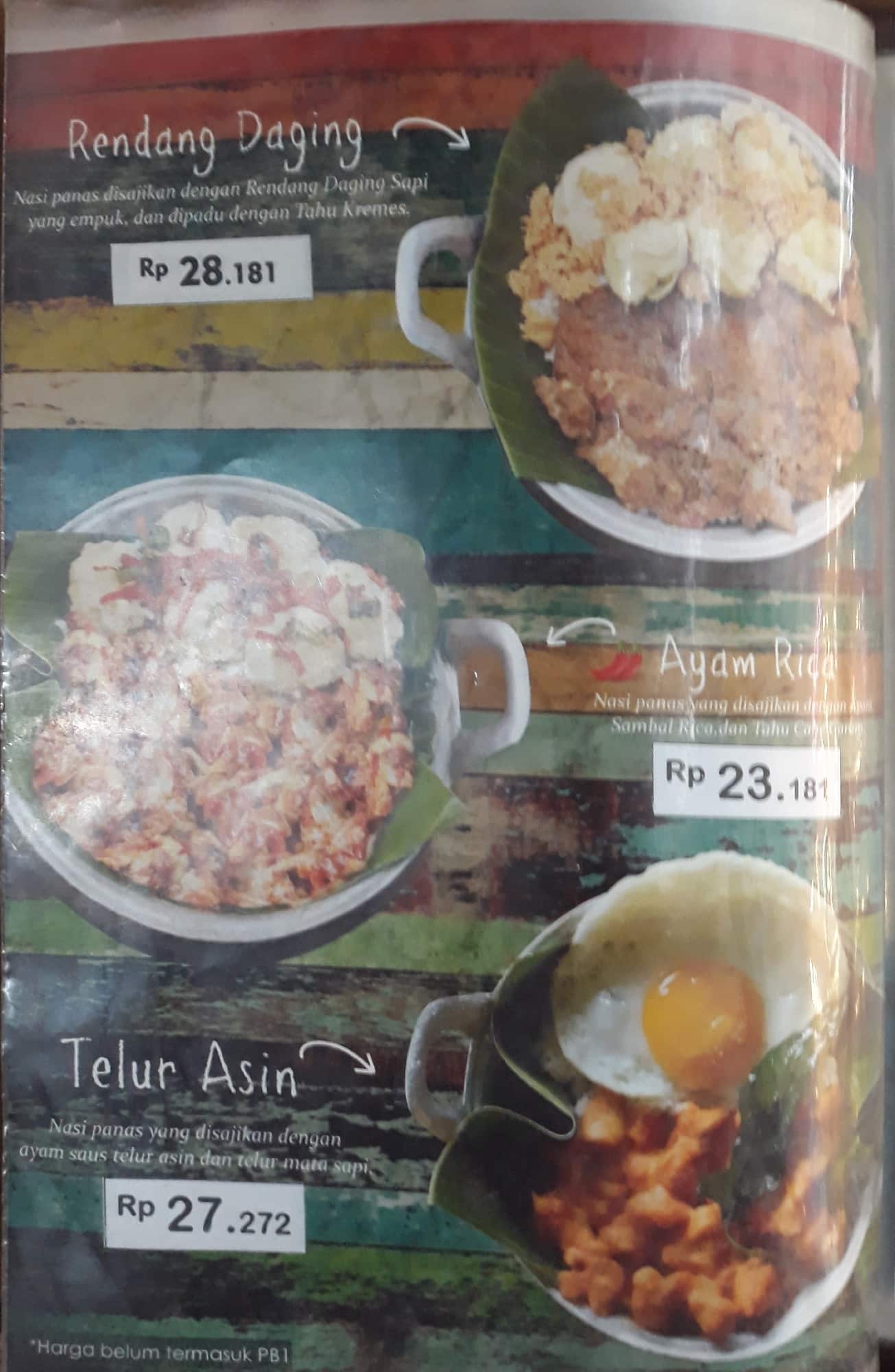 Menu at The Kiosk Baltos restaurant, Bandung