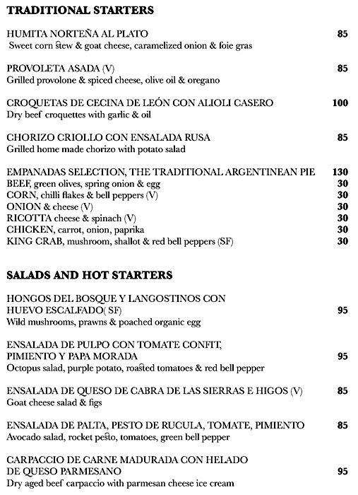Asado Menu, Menu for Asado, Downtown Dubai, Dubai Zomato