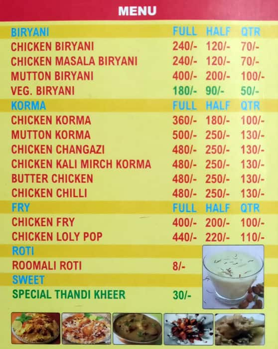 Menu At Muradabadi Shahi Biryani Chicken Delhi