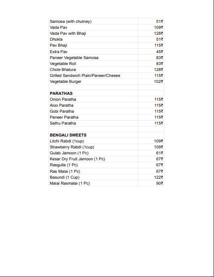 Sri Venkateshwara Sweet-Meat Stall menu