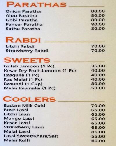 Sri Venkateshwara Sweet-Meat Stall menu