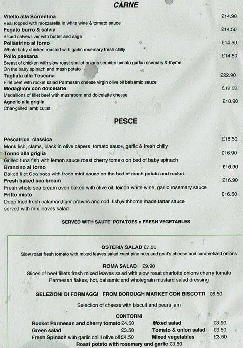 Ciullosteria menu