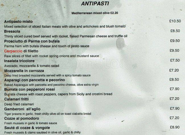 Ciullosteria menu
