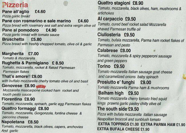 Ciullosteria menu