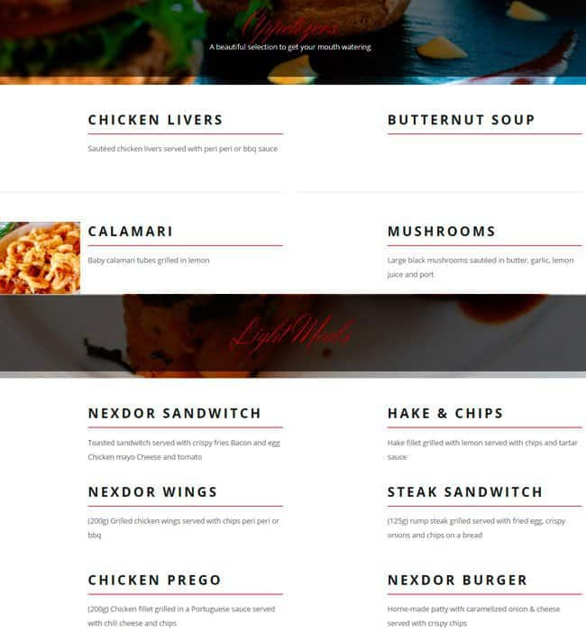 Nexdor Menu Menu For Nexdor Orlando West Soweto Zomato Sa